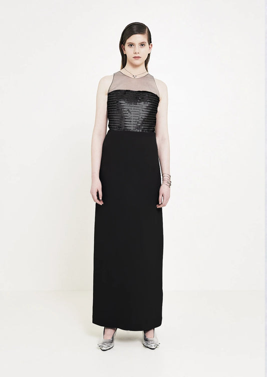VESTIDO DE CREPE COM PAETÊ