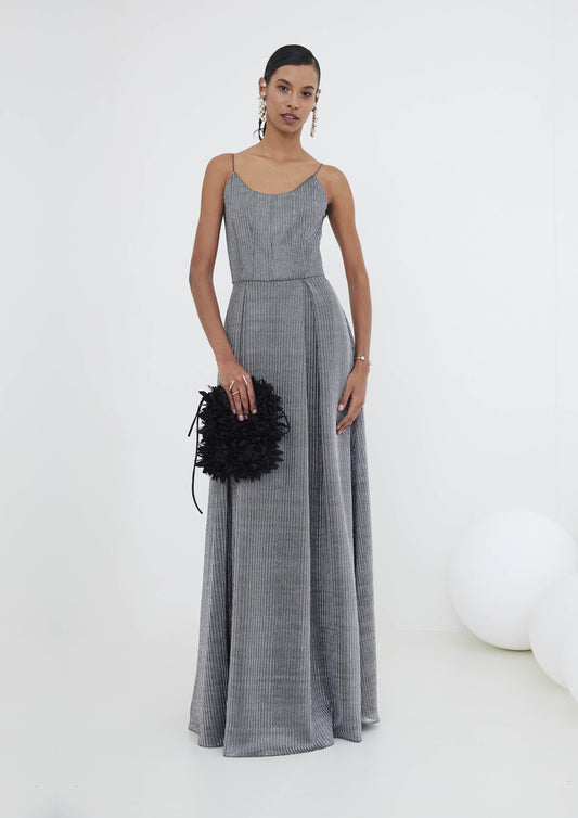 VESTIDO LONGO COM CORSELET DE TELA