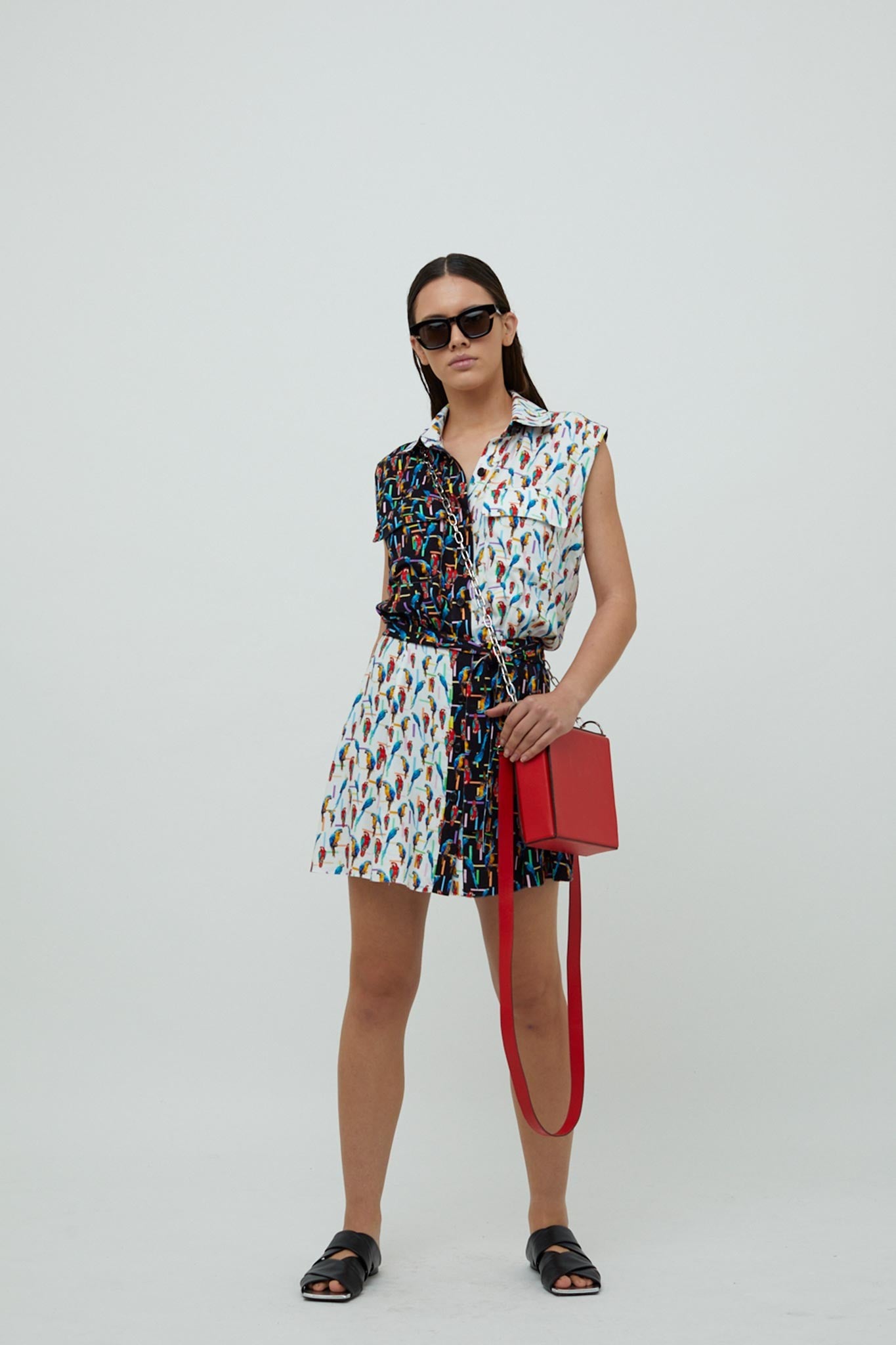 VESTIDO CAMISA MINI ESTAMPADA