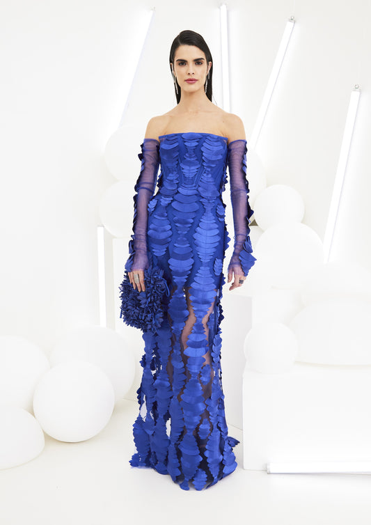 VESTIDO CORSELET DE TULE APLICAÇÕES