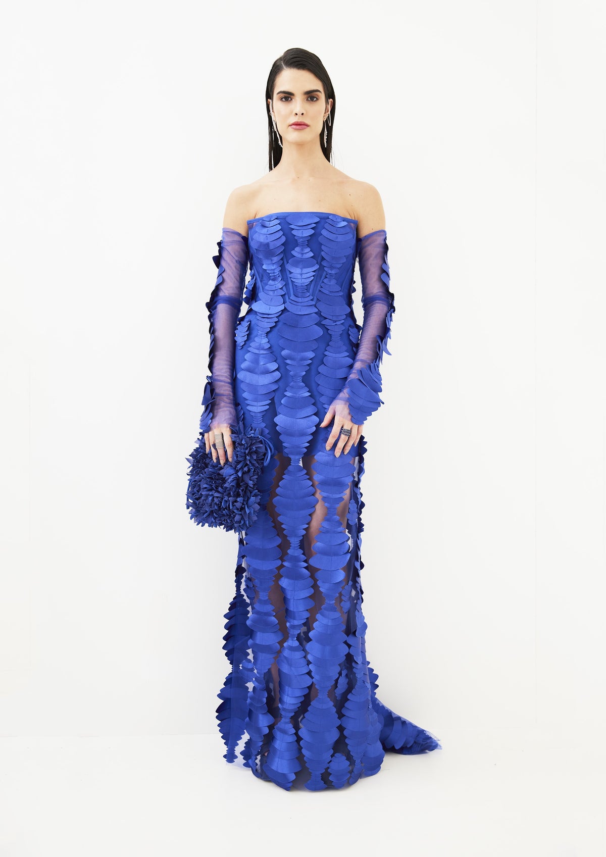 VESTIDO CORSELET DE TULE APLICAÇÕES