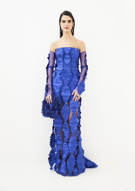 VESTIDO CORSELET DE TULE APLICAÇÕES