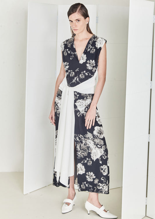 VESTIDO MIDI JARDIM INGLÊS COM AMARRAÇÃO
