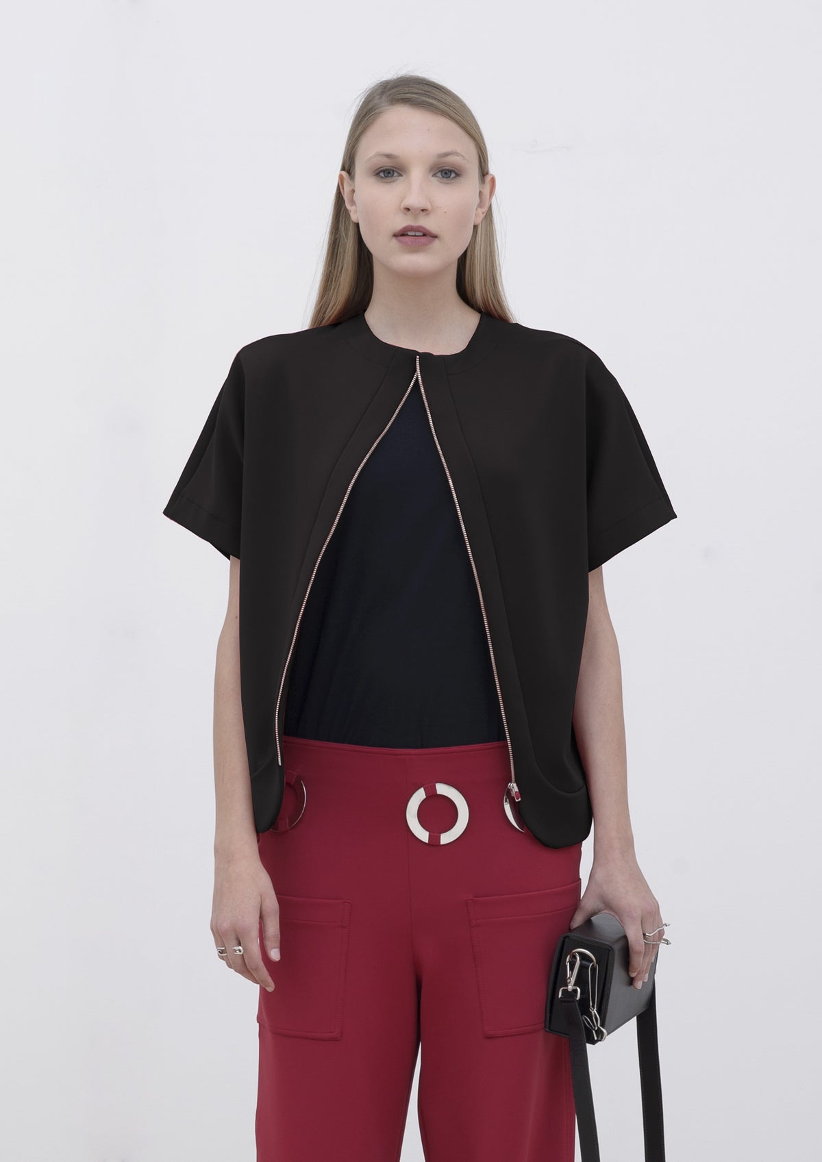 BLUSA COM ZÍPER DE METAL JERSEY SENSIL
