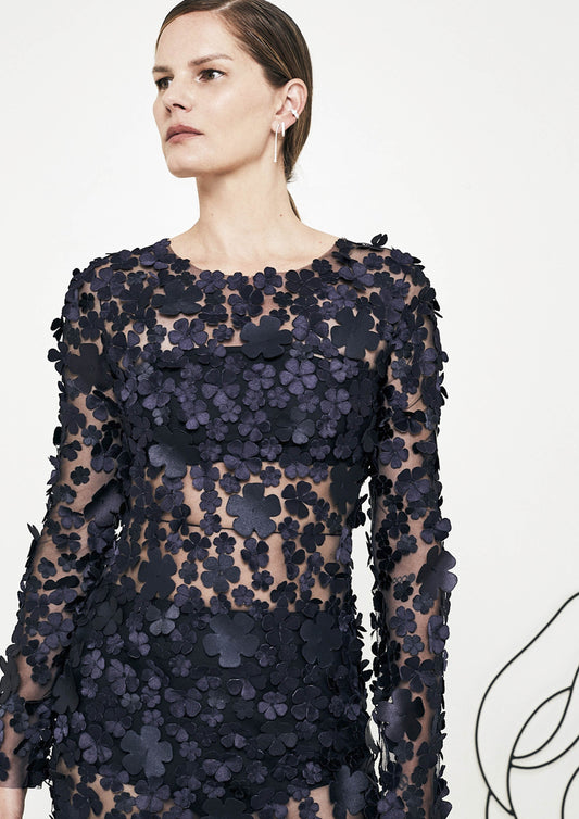 VESTIDO LONGO DE APLICAÇÃO BEM ME QUER