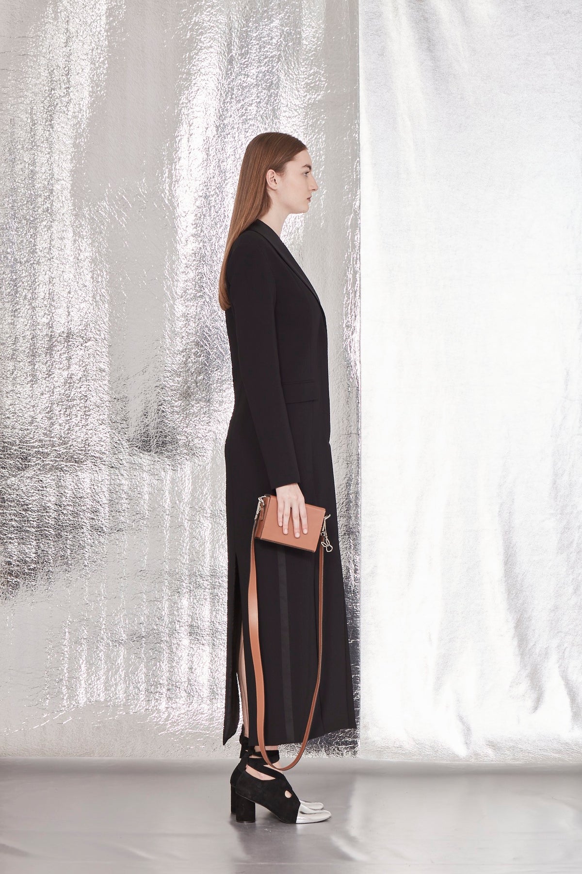 VESTIDO LONGO SMOKING DE CREPE