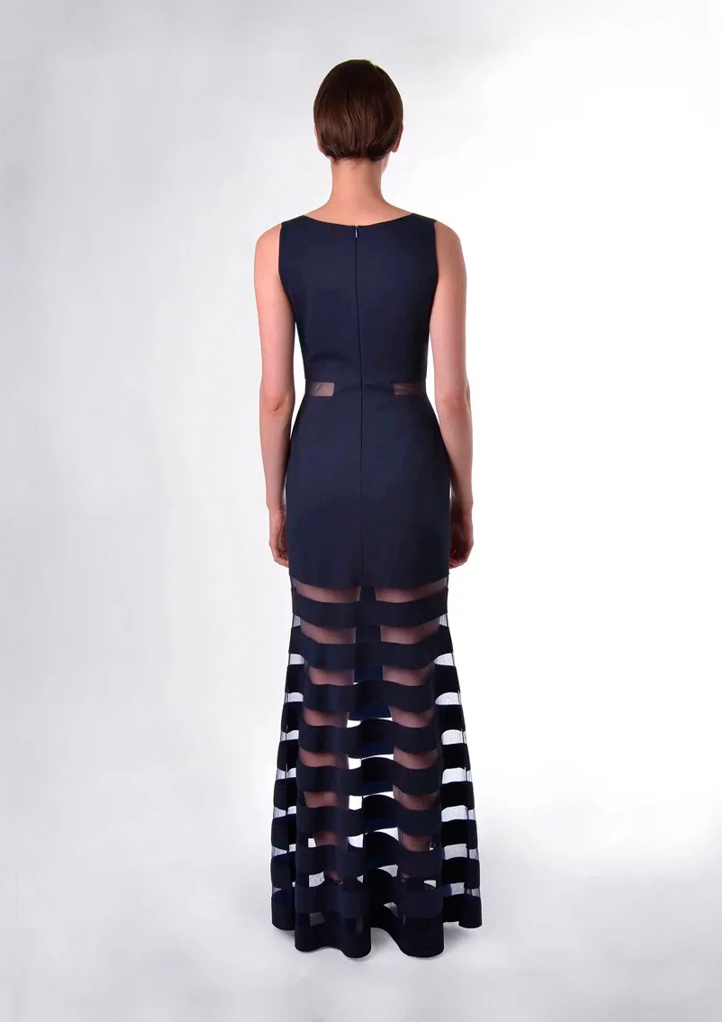 VESTIDO LONGO DE MALHA COM TULE