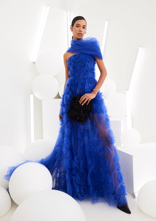 VESTIDO CORSELET COM APLICAÇÕES TULE
