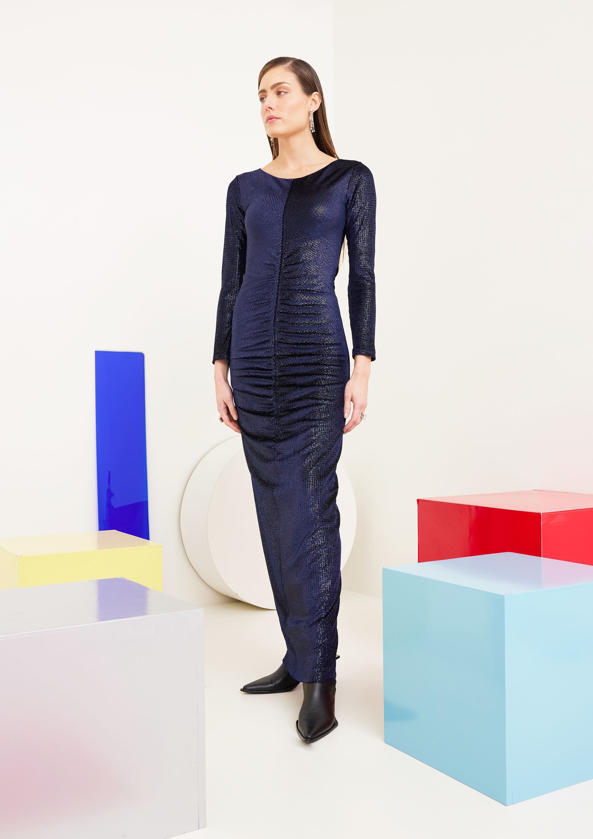 VESTIDO LONGO FRANZIDO