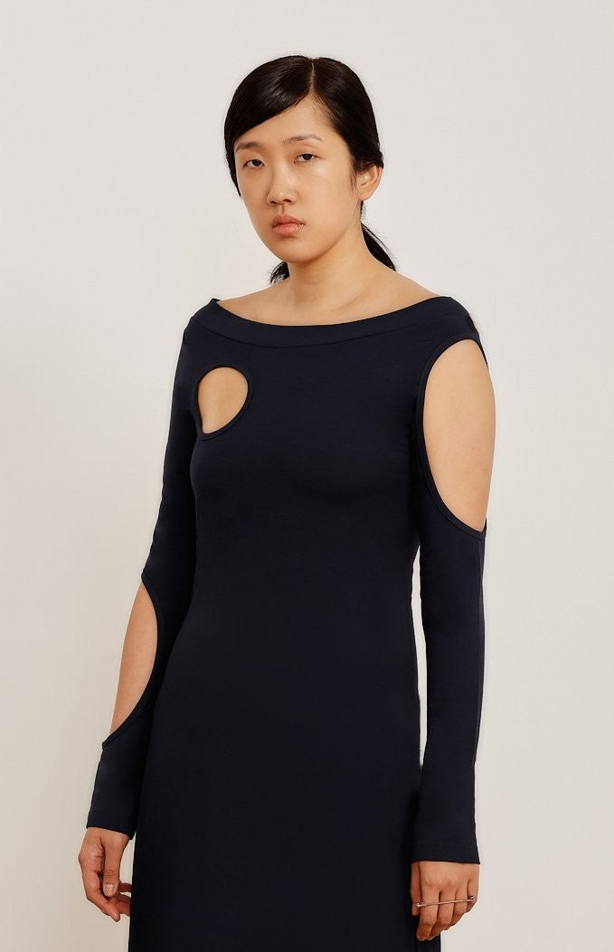 VESTIDO LONGO CÍRCULOS VAZADOS