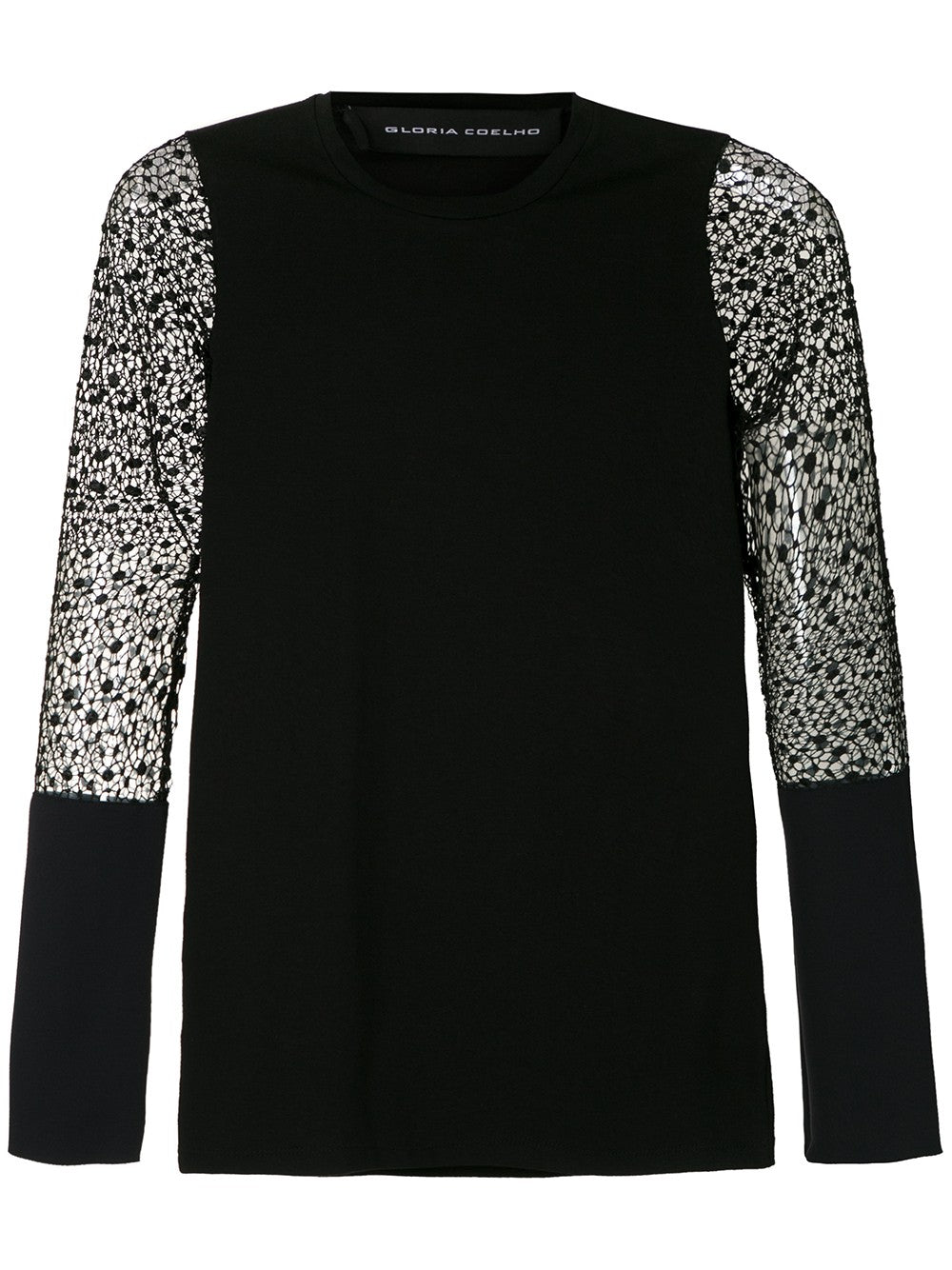 BLUSA TRANSPARÊNCIA GUIPIR E MALHA