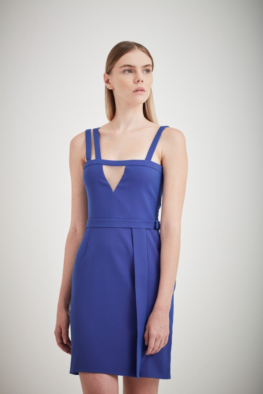 VESTIDO CURTO COM TRÊS ALÇAS DE CETIM