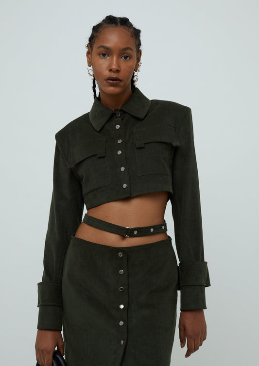 MINI VESTIDO CROPPED COM SAIA DE VELUDO