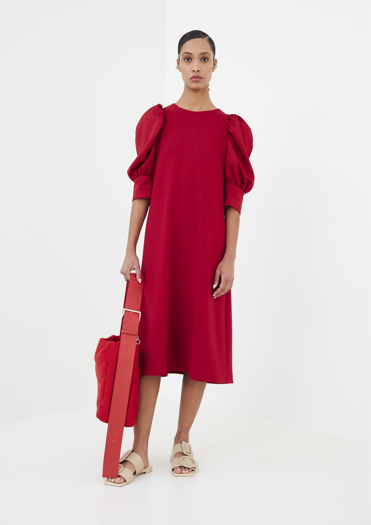 VESTIDO MALHA COM MANGA BUFANTE