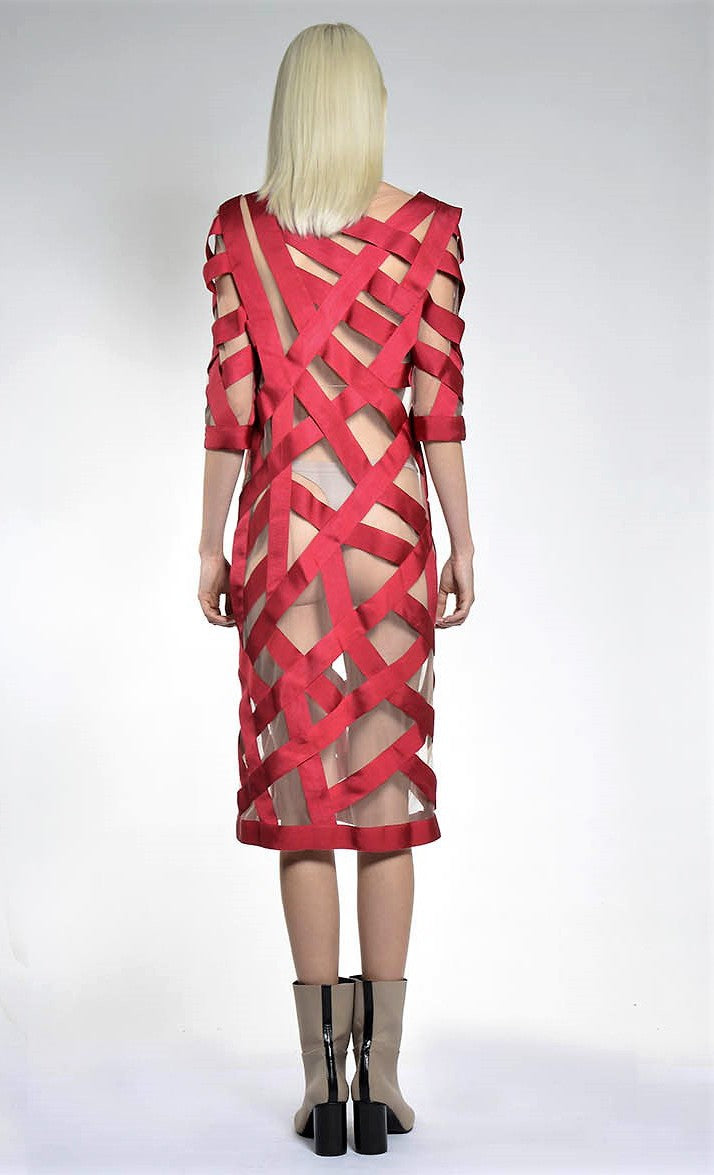 VESTIDO DE FITAS MIDI