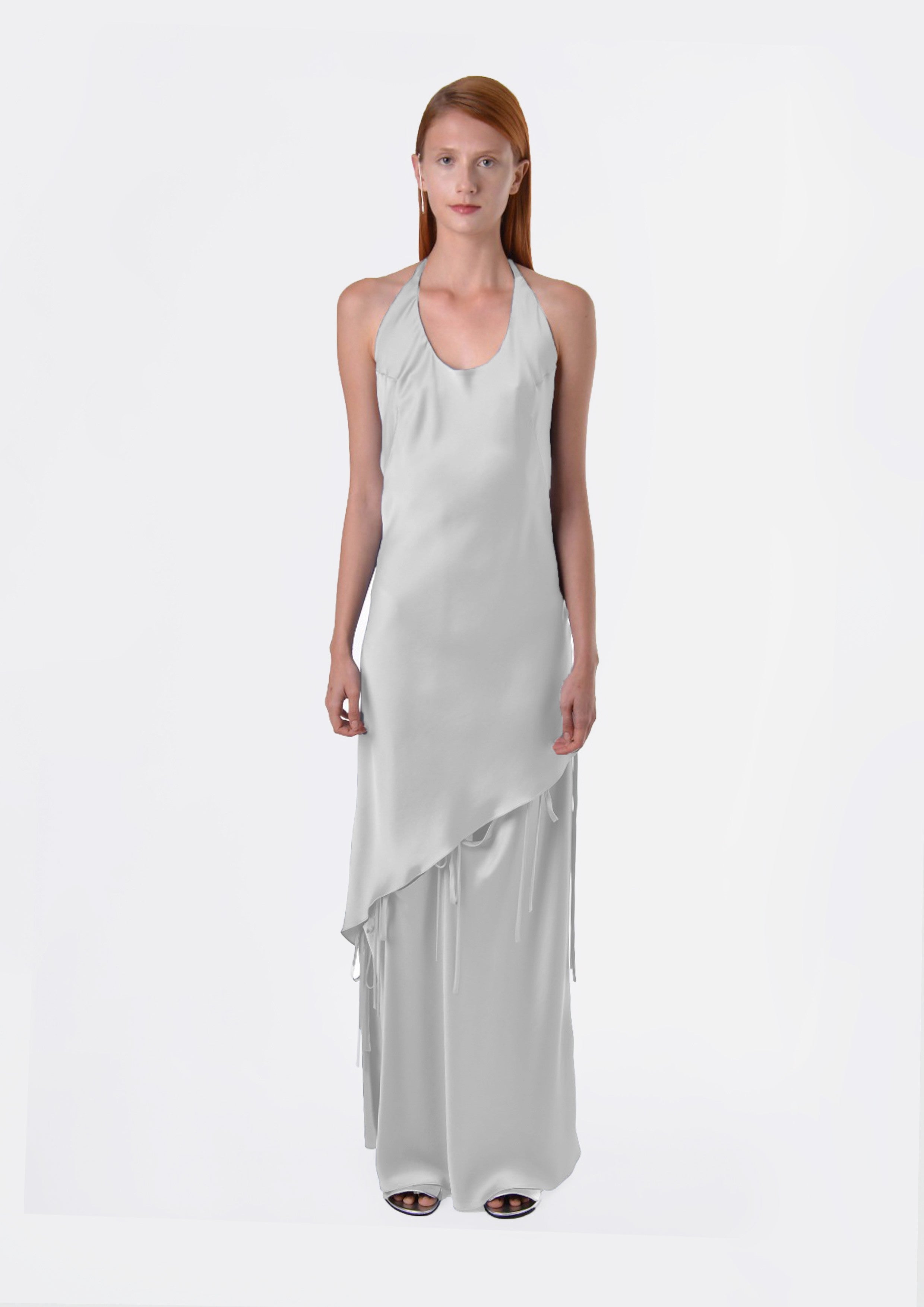 VESTIDO LONGO COM LAÇOS NA SAIA