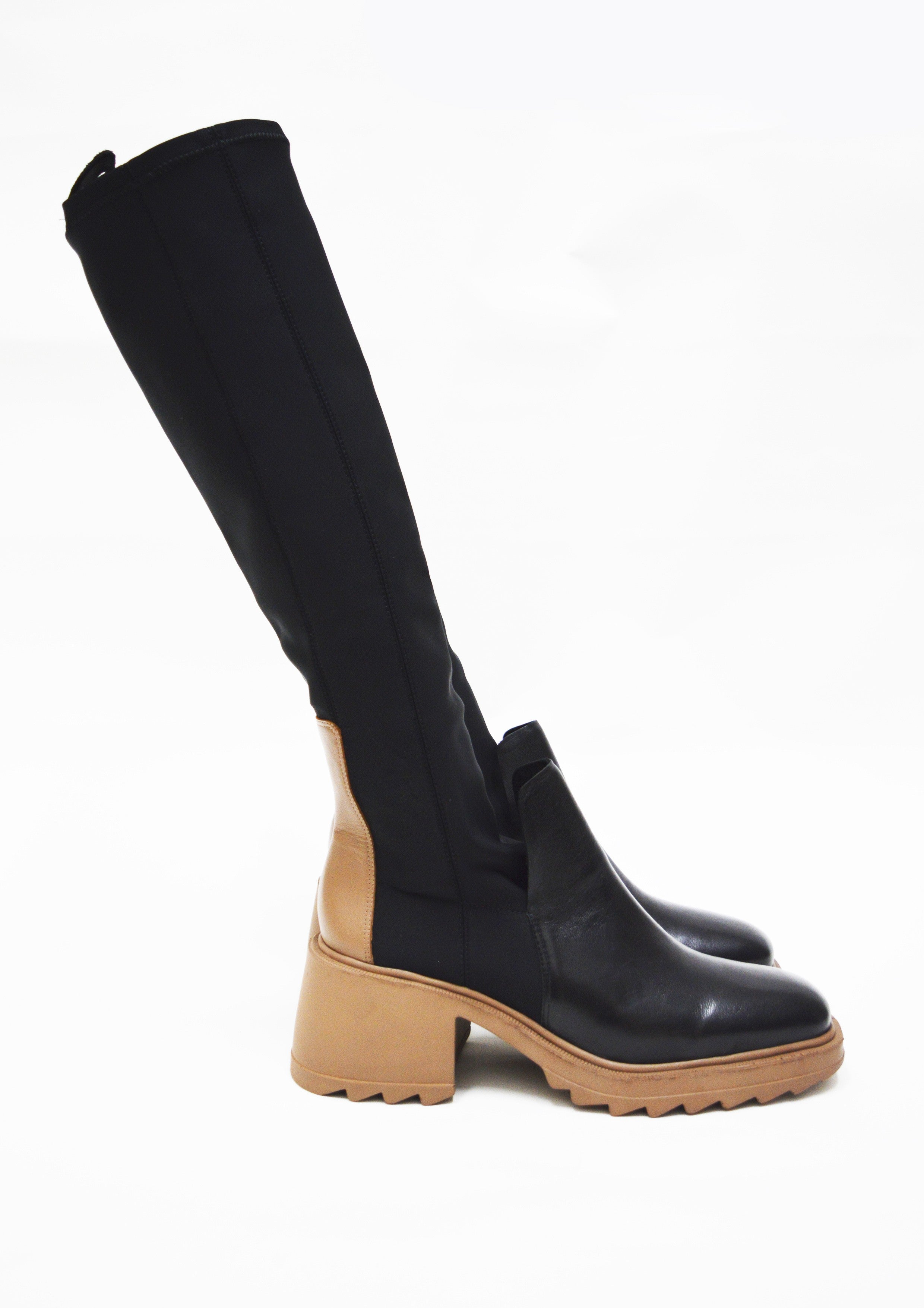 BOTA DE NEOPRENE COM COURO CANO LONGO