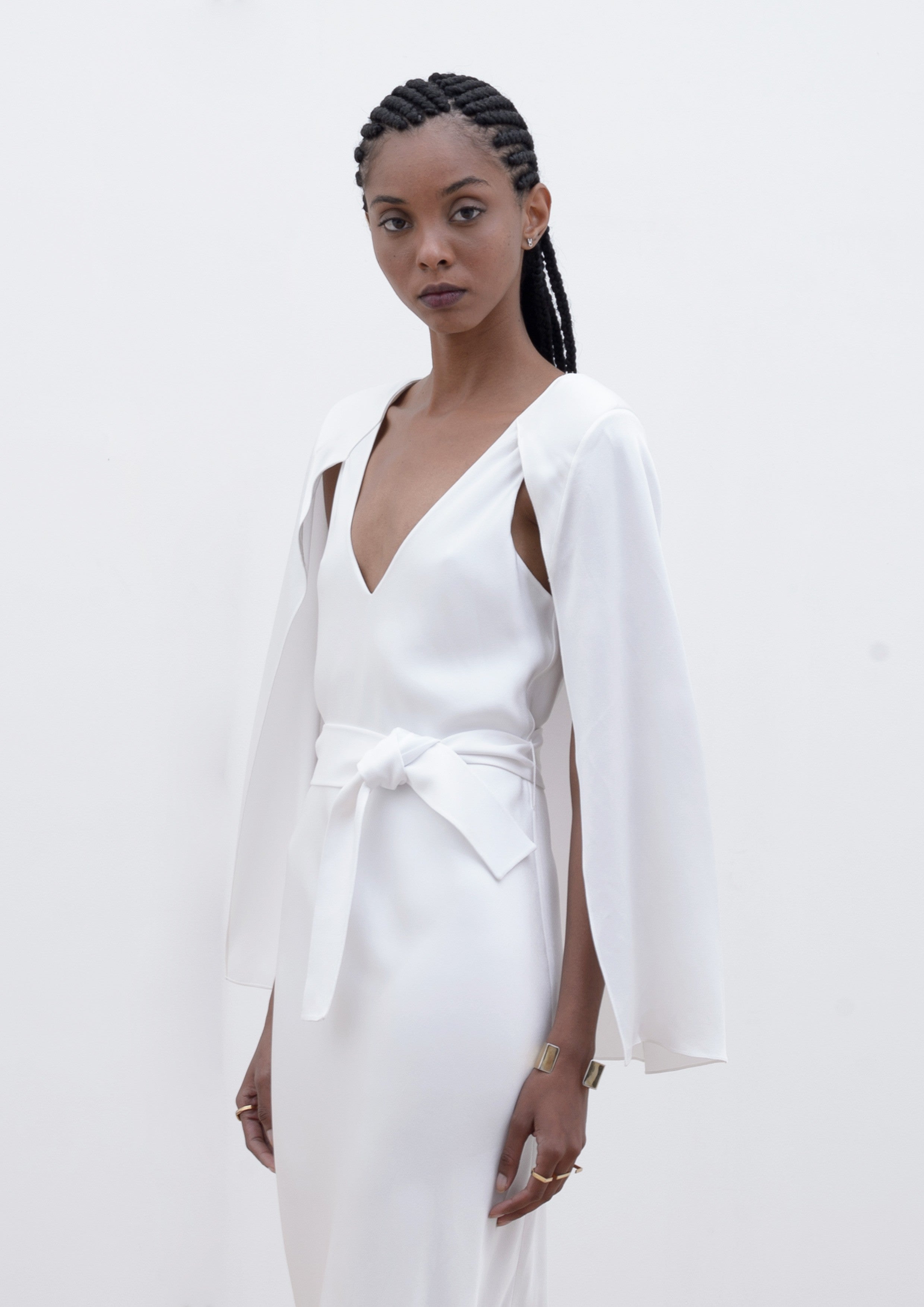 VESTIDO VIÉS COM PELERINE