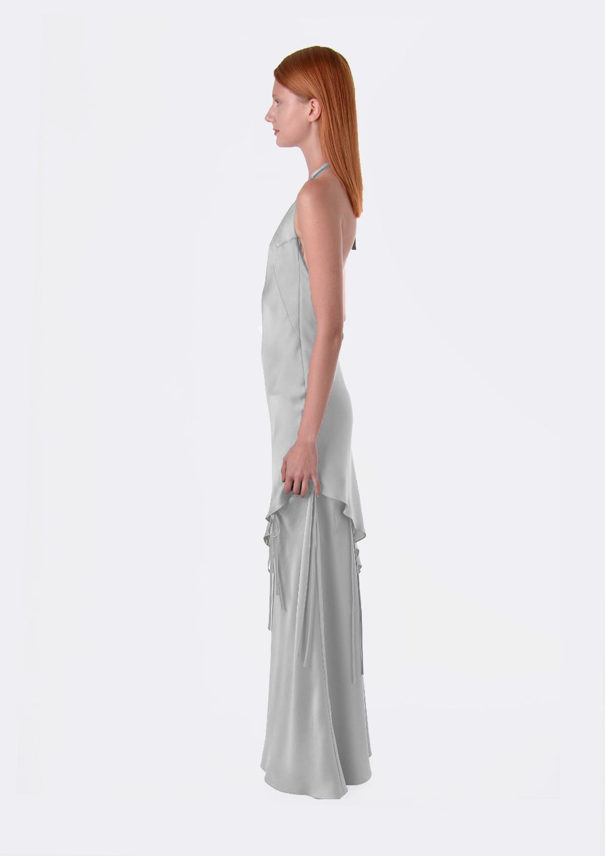 VESTIDO LONGO COM LAÇOS NA SAIA