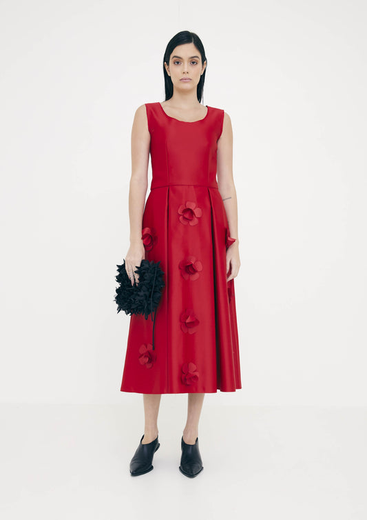VESTIDO ANOS 50 REGATA COM FLORES