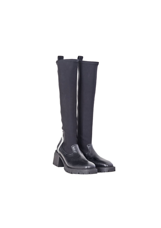 BOTA NEOPRENE COM COURO CANO ALTO