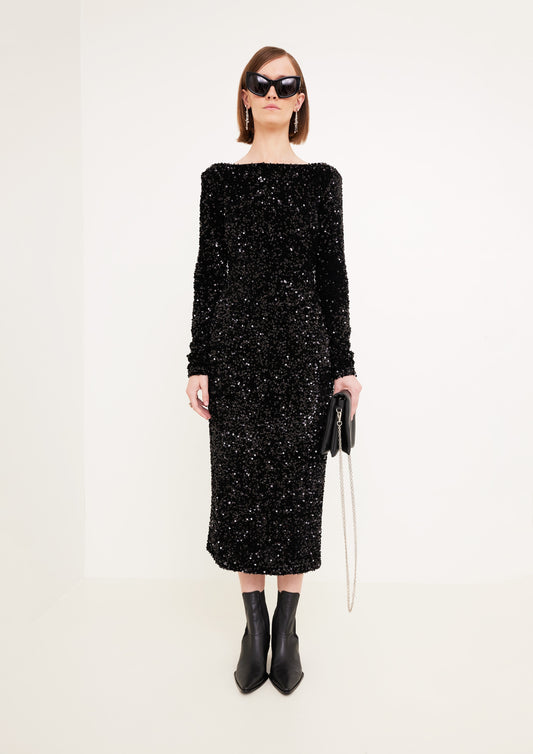 VESTIDO MIDI DE PAETÊ VELUDO