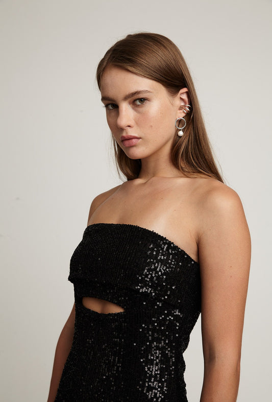 VESTIDO SEM ALÇA DE PAETÊ