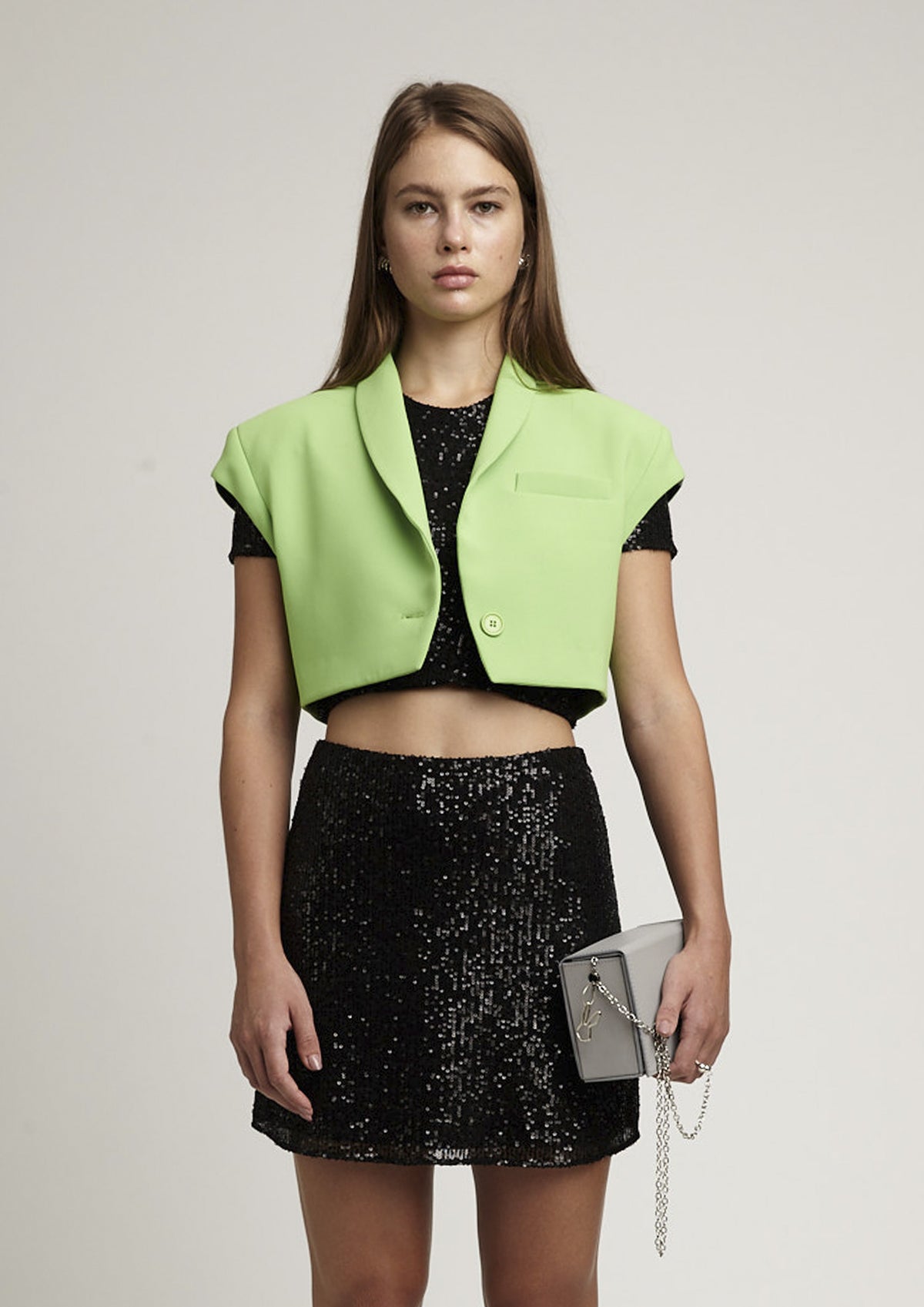 BLAZER CROPPED CREPE E GRAFITE ESPIRITUAL