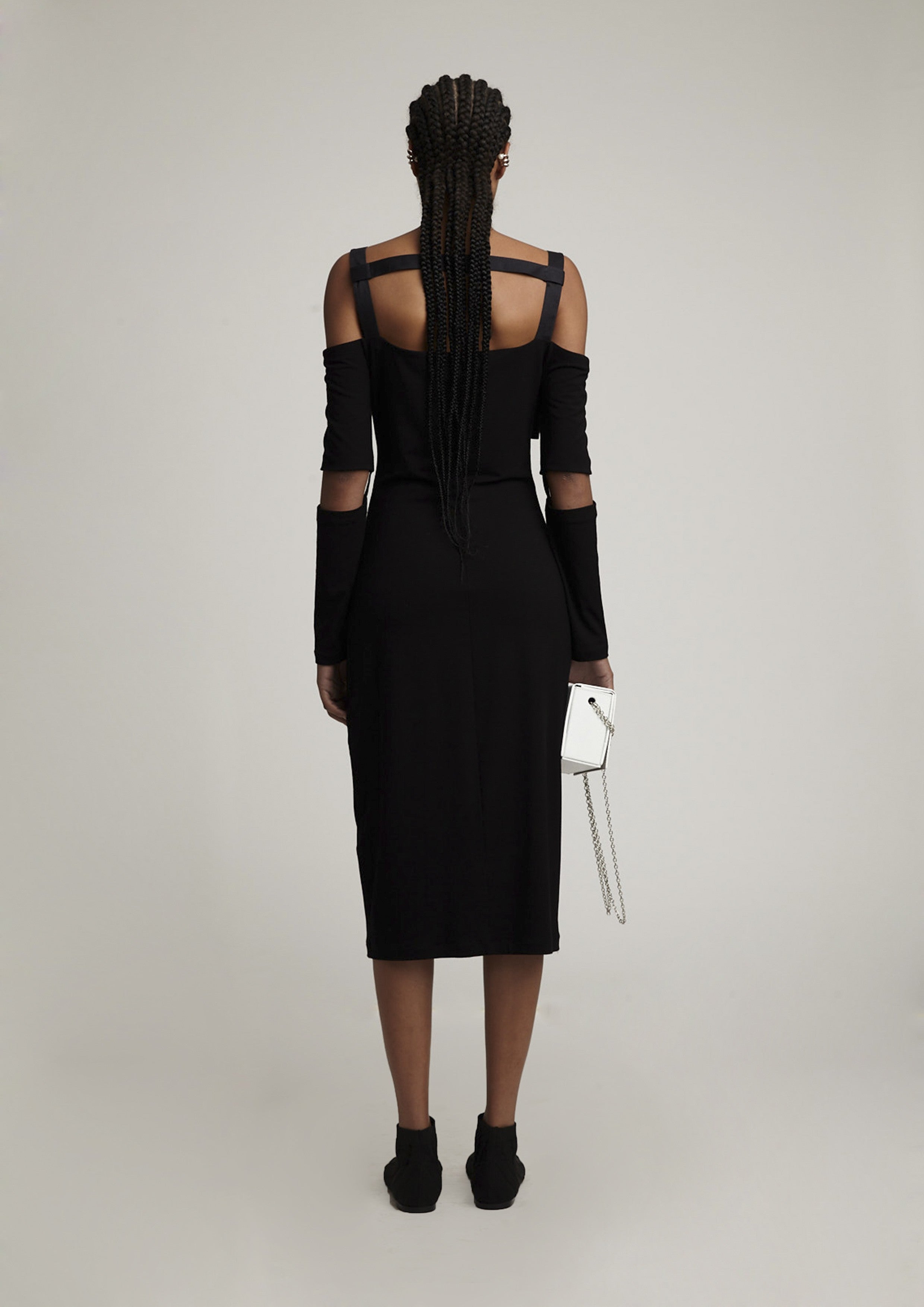 VESTIDO MALHA COM TIRAS E FIVELAS