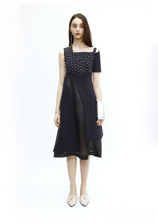VESTIDO MIDI ORGANZA MALHA BORDADO