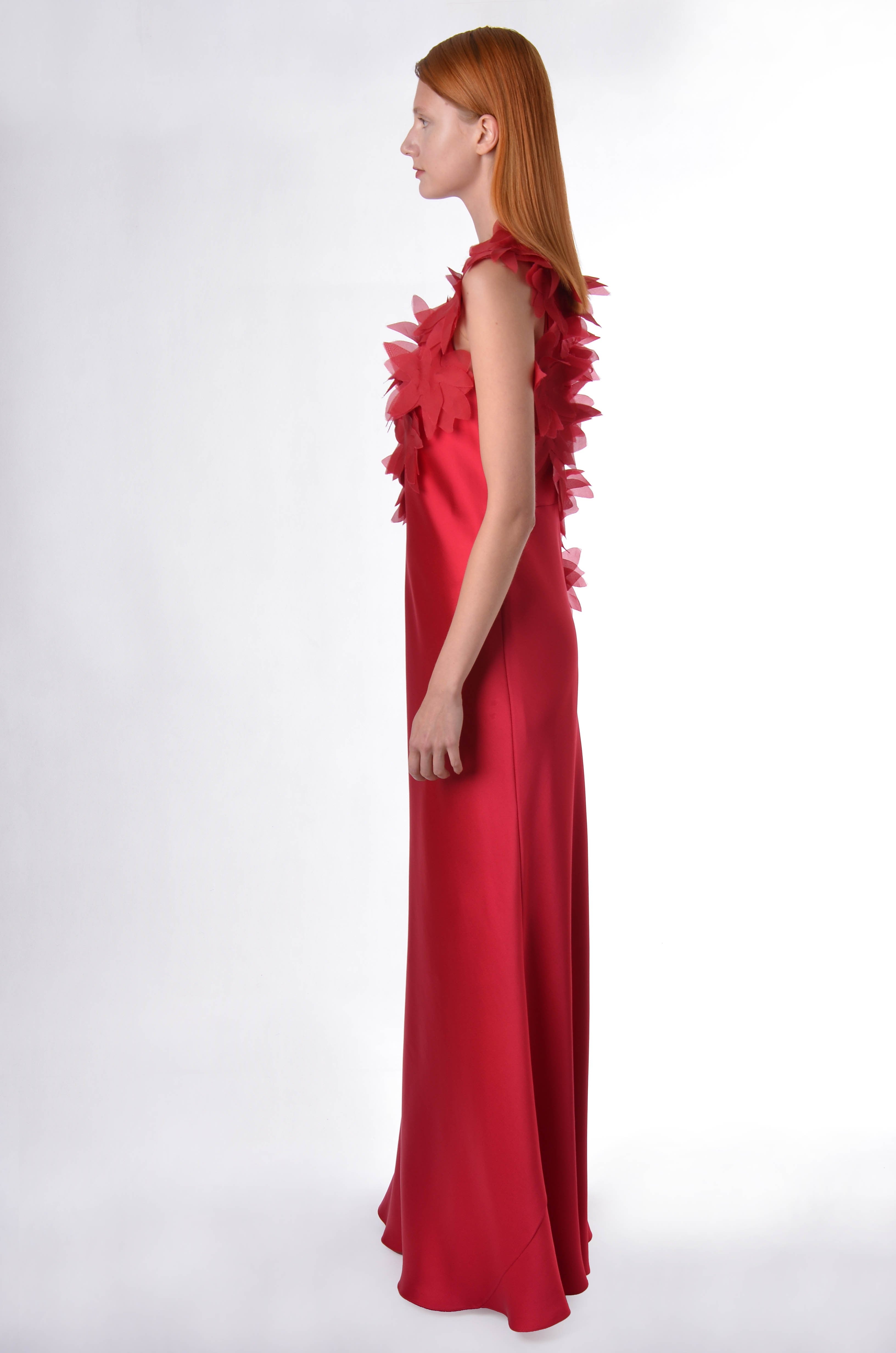 VESTIDO LONGO COM FLOR MARGARETH