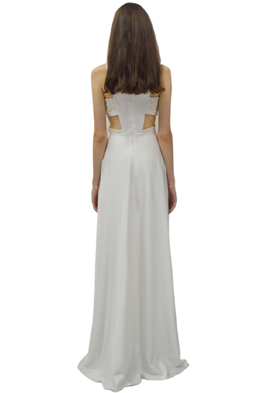 VESTIDO LONGO VAZADO COM DETALHE RENDA