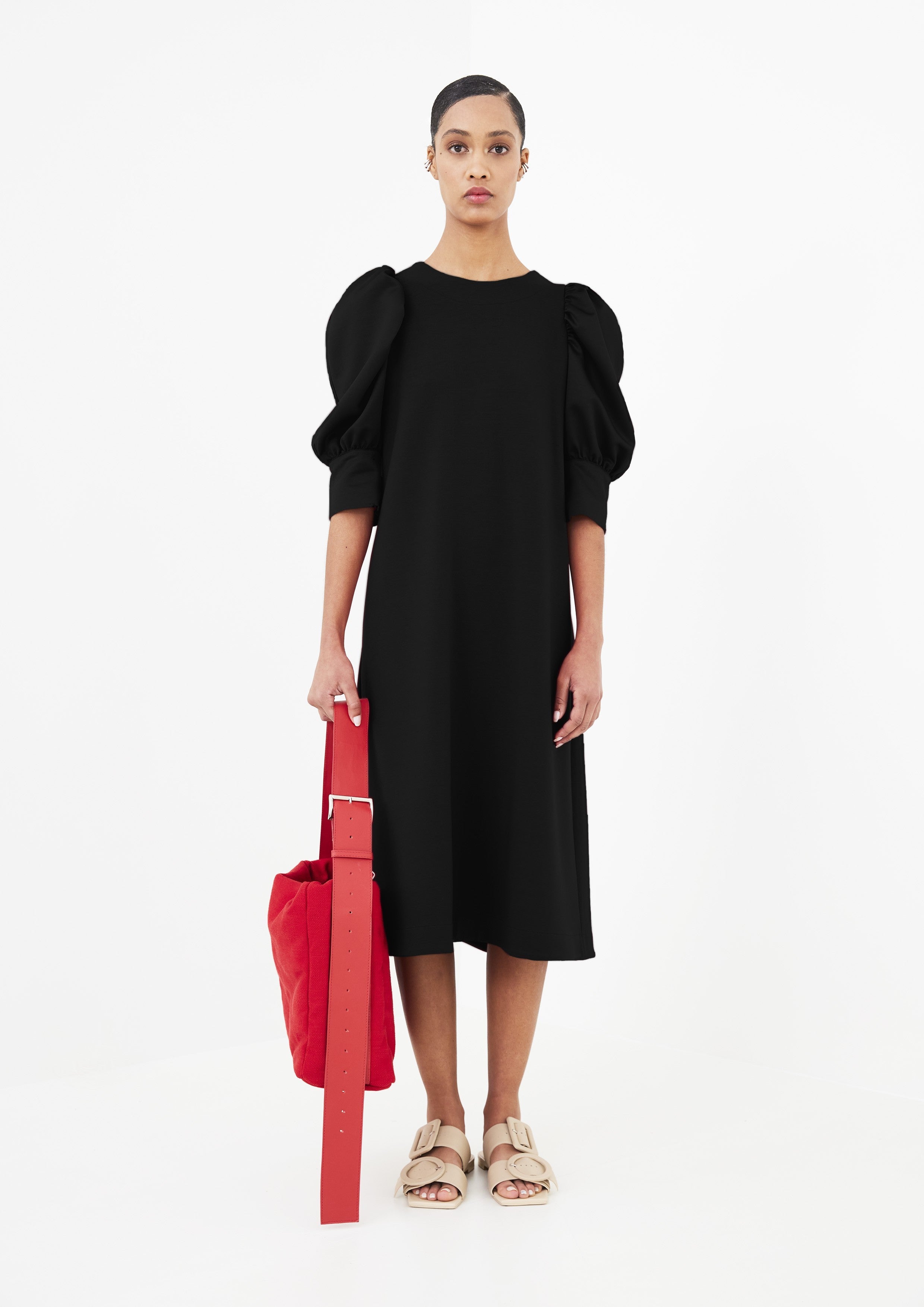 VESTIDO MALHA COM MANGA BUFANTE