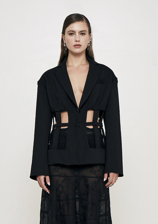 BLAZER COM TIRAS DE MALHA