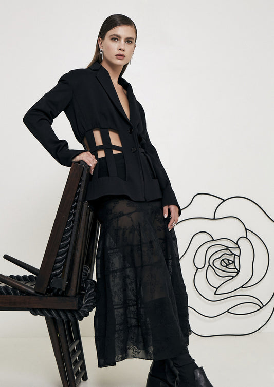 BLAZER COM TIRAS DE MALHA
