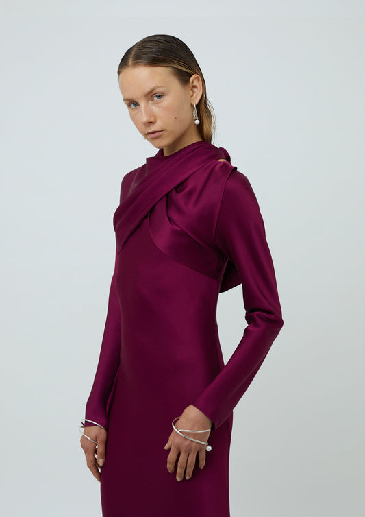VESTIDO DE VIÉS COM FOULARD