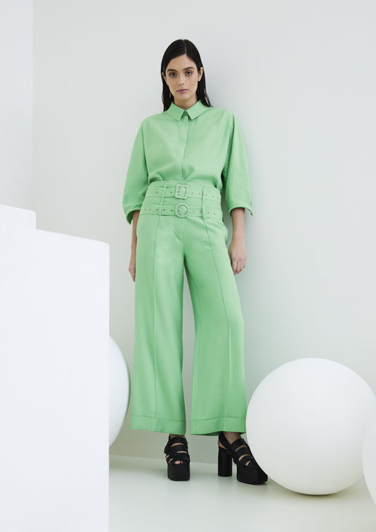 CALÇA GABARDINE COM 2 FIVELAS