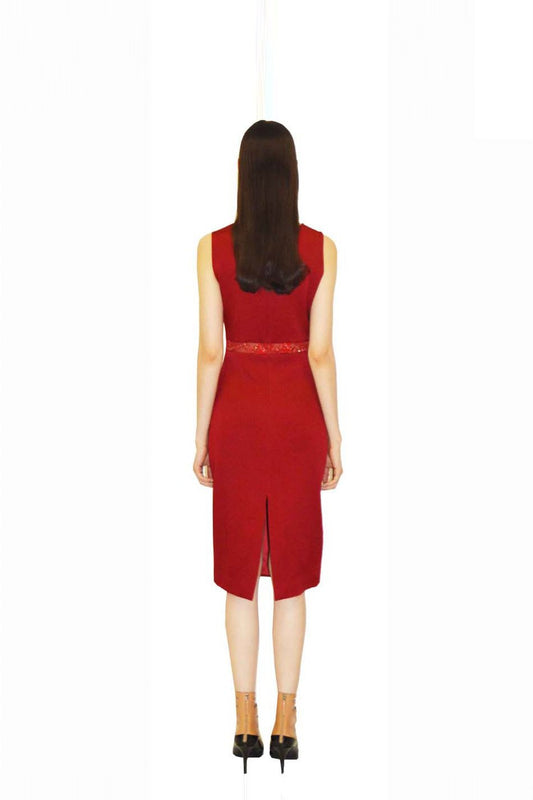 VESTIDO CURTO SEM MANGA COM RENDA