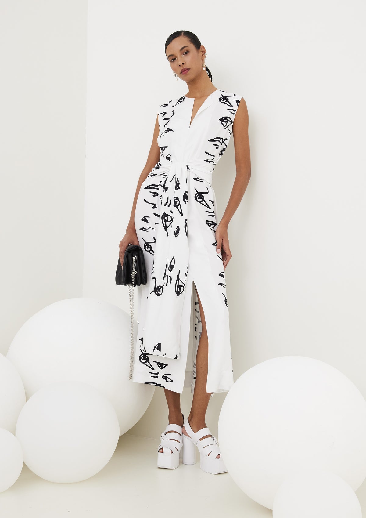 VESTIDO MIDI COM LAÇO SURREALISMO