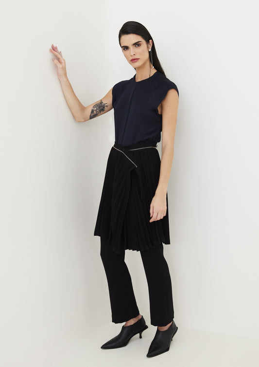BLUSA DE CREPE ASSIMÉTRICA