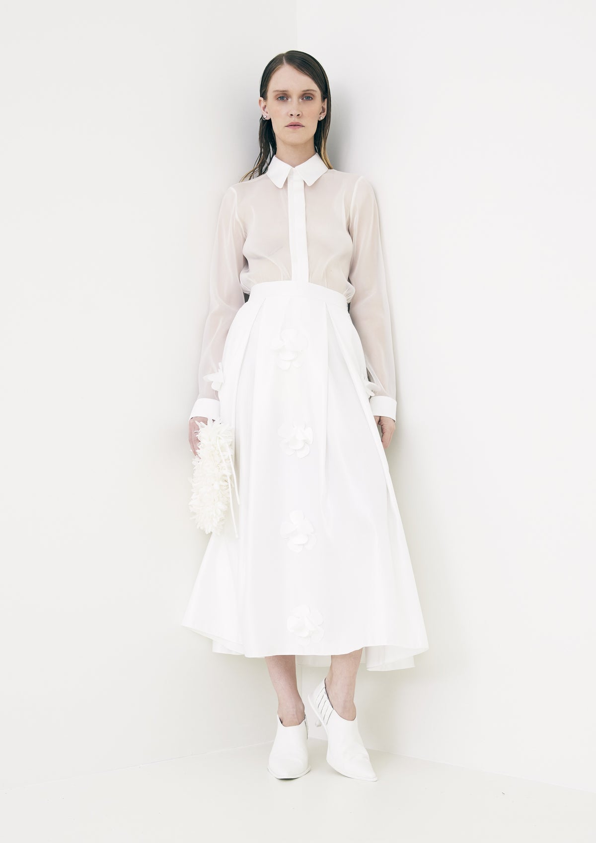 CAMISA DE ORGANZA COM CREPE