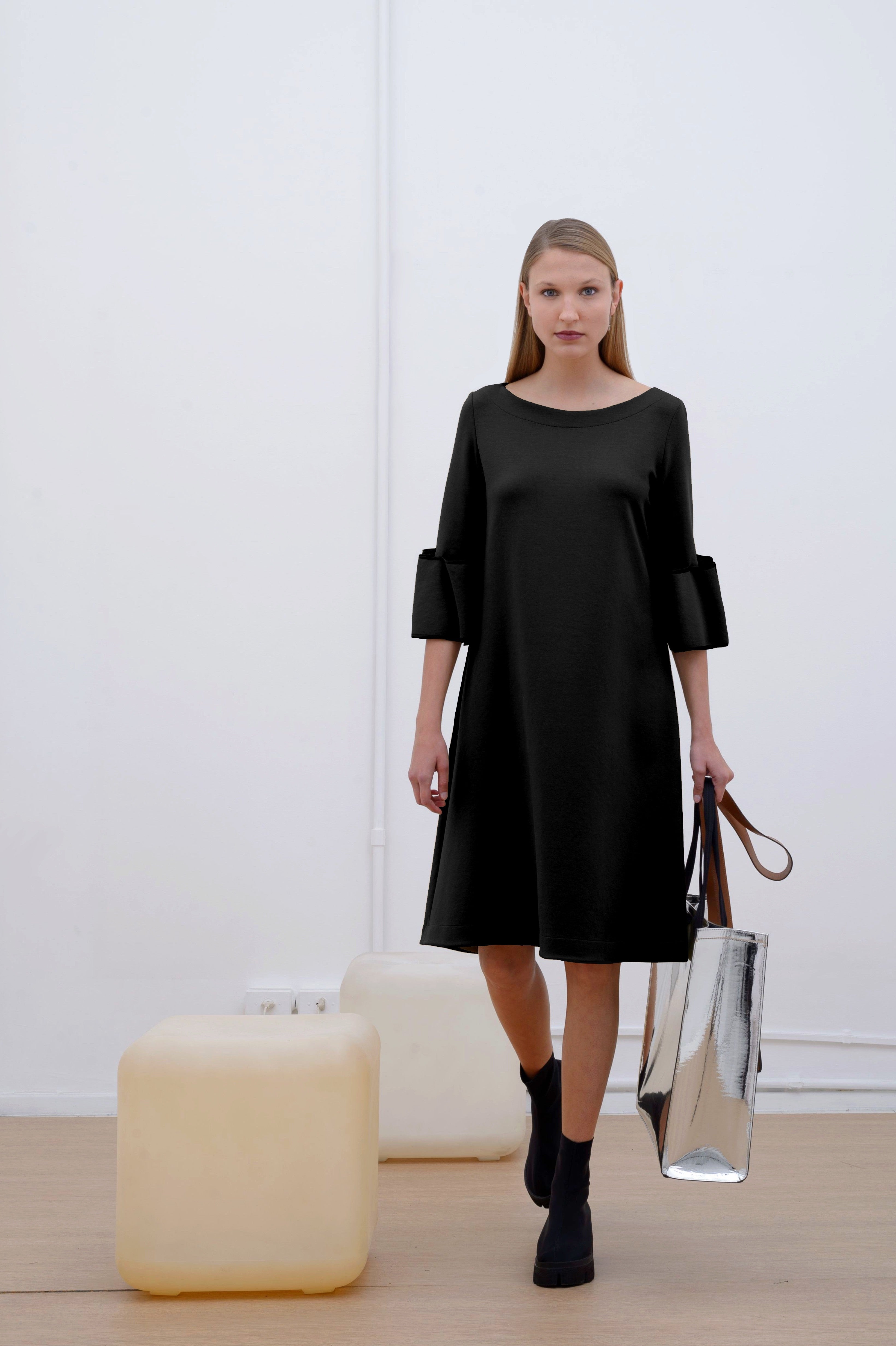 VESTIDO MANGA AMPLA MALHA VISCOSE