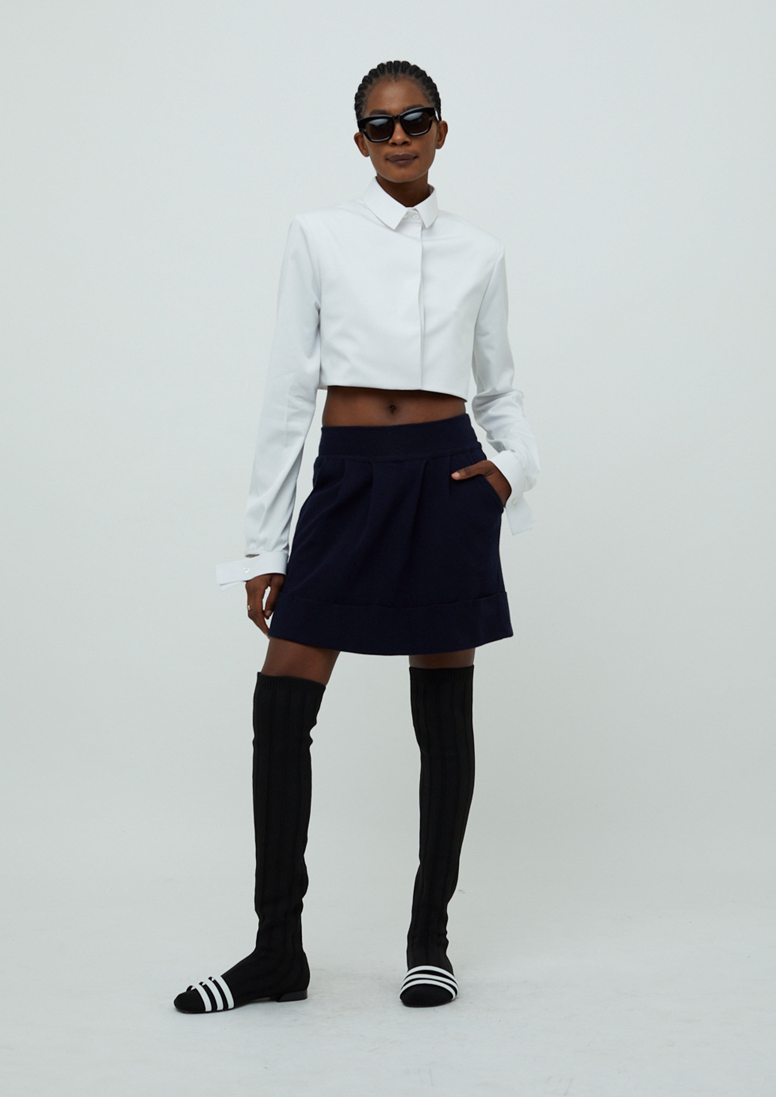 CAMISA CROPPED DE GABARDINE