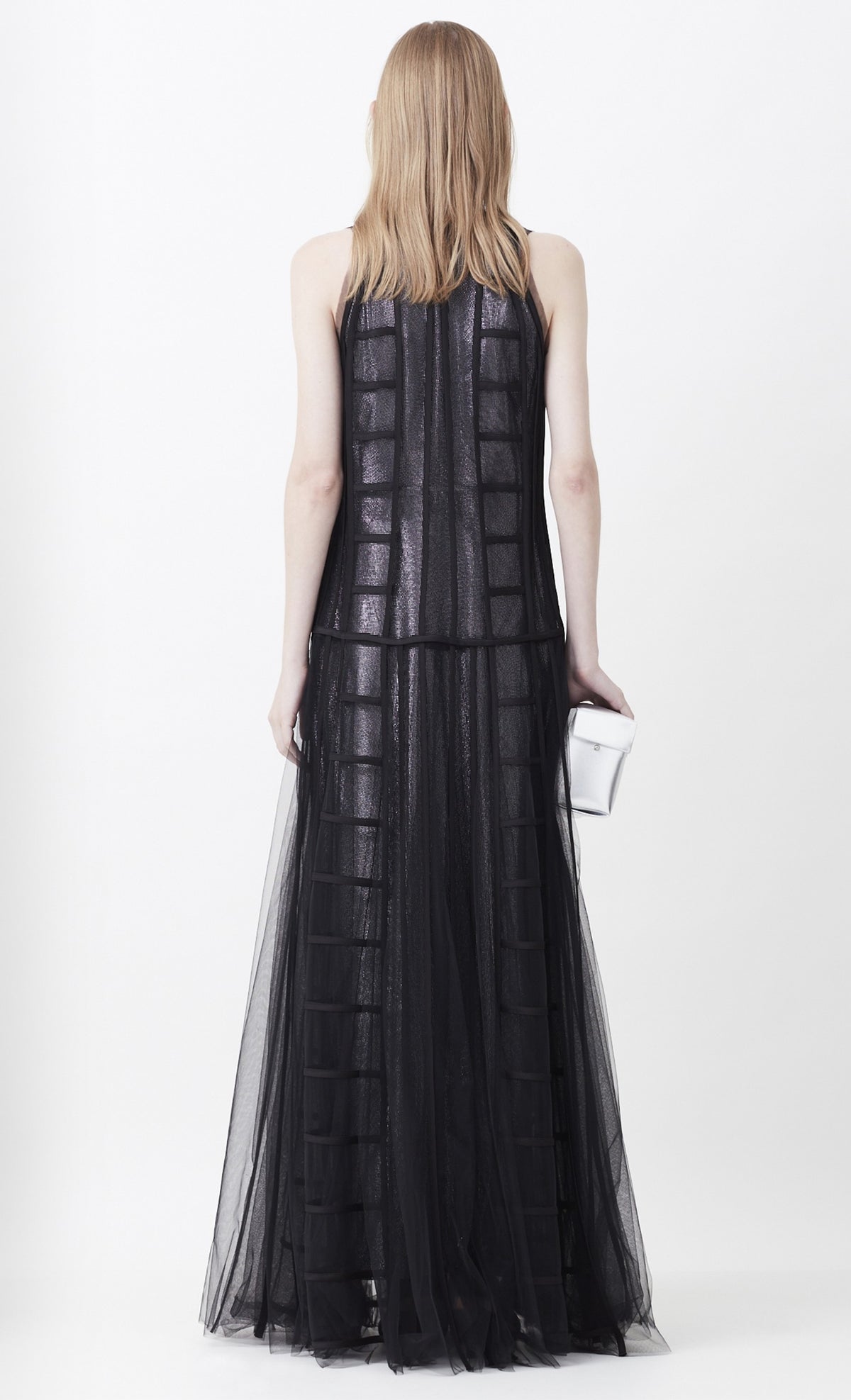 VESTIDO LONGO COM TRABALHO DE VIÉS