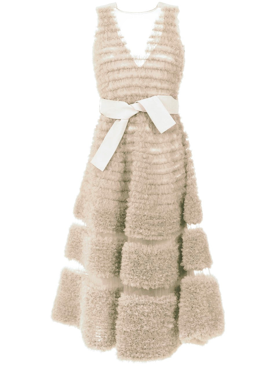 VESTIDO CURTO CHARLOTE CREPE E TULE