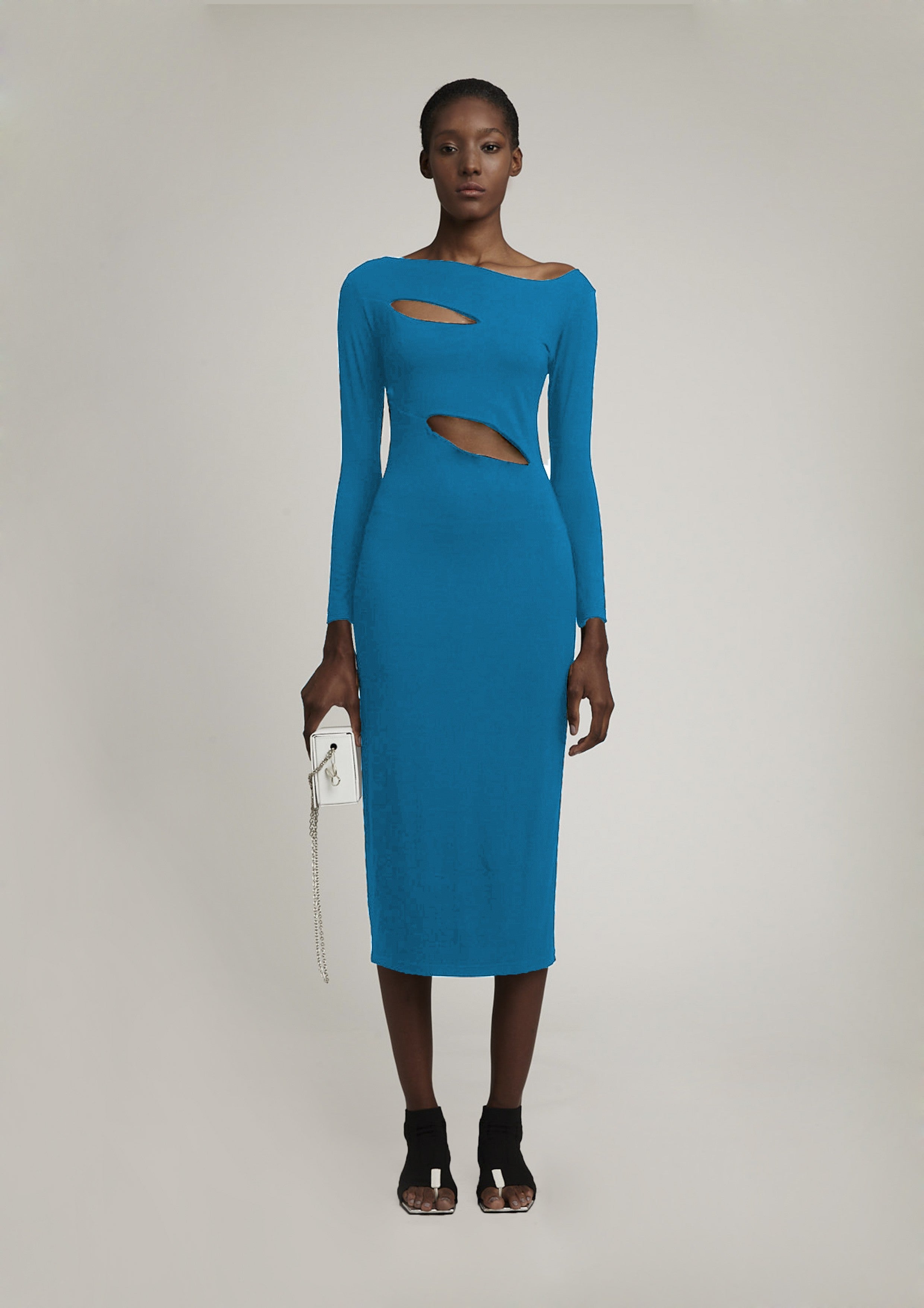 VESTIDO MIDI VAZADO DE MALHA