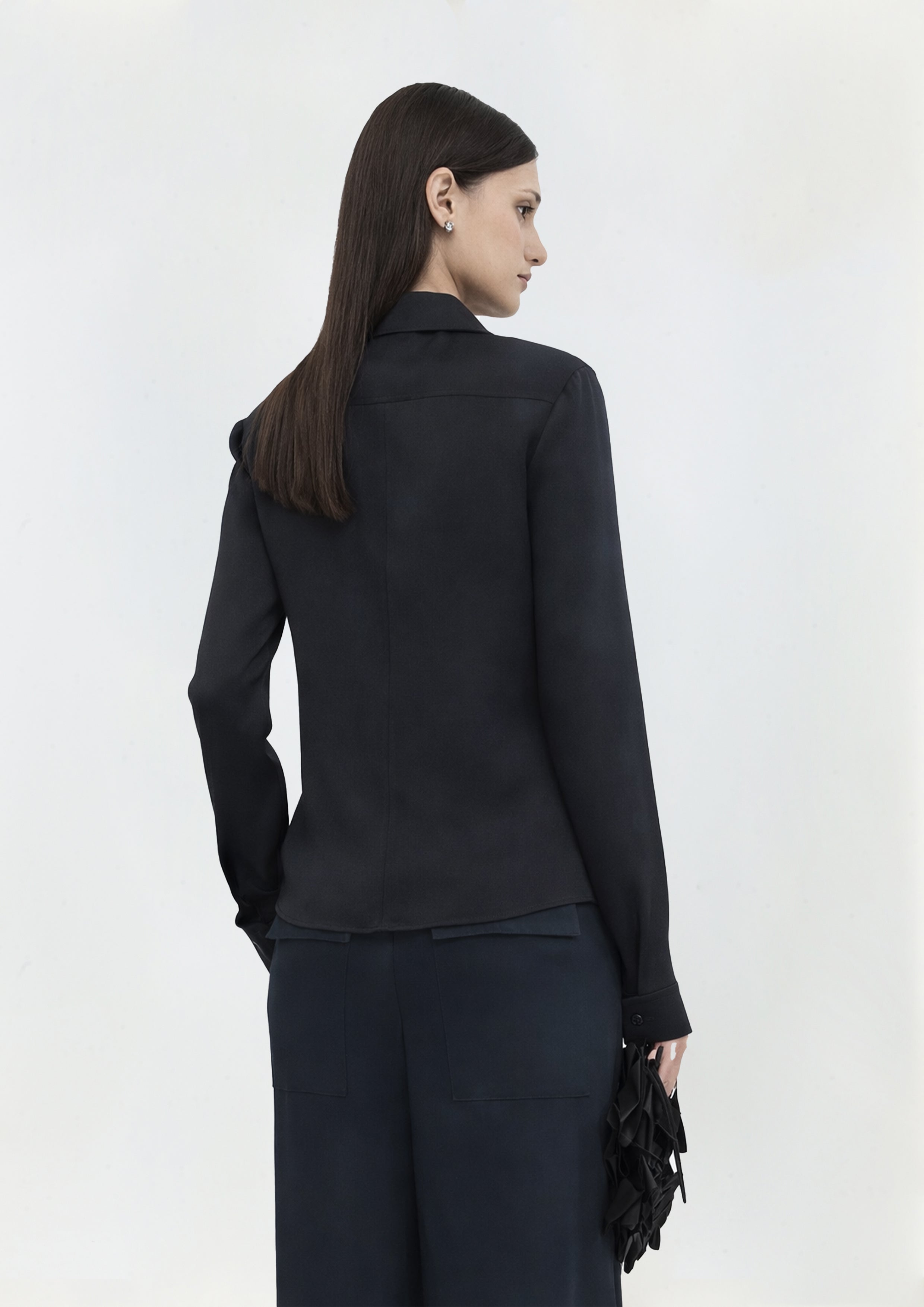 CAMISA CLÁSSICA DE CETIM DE SEDA