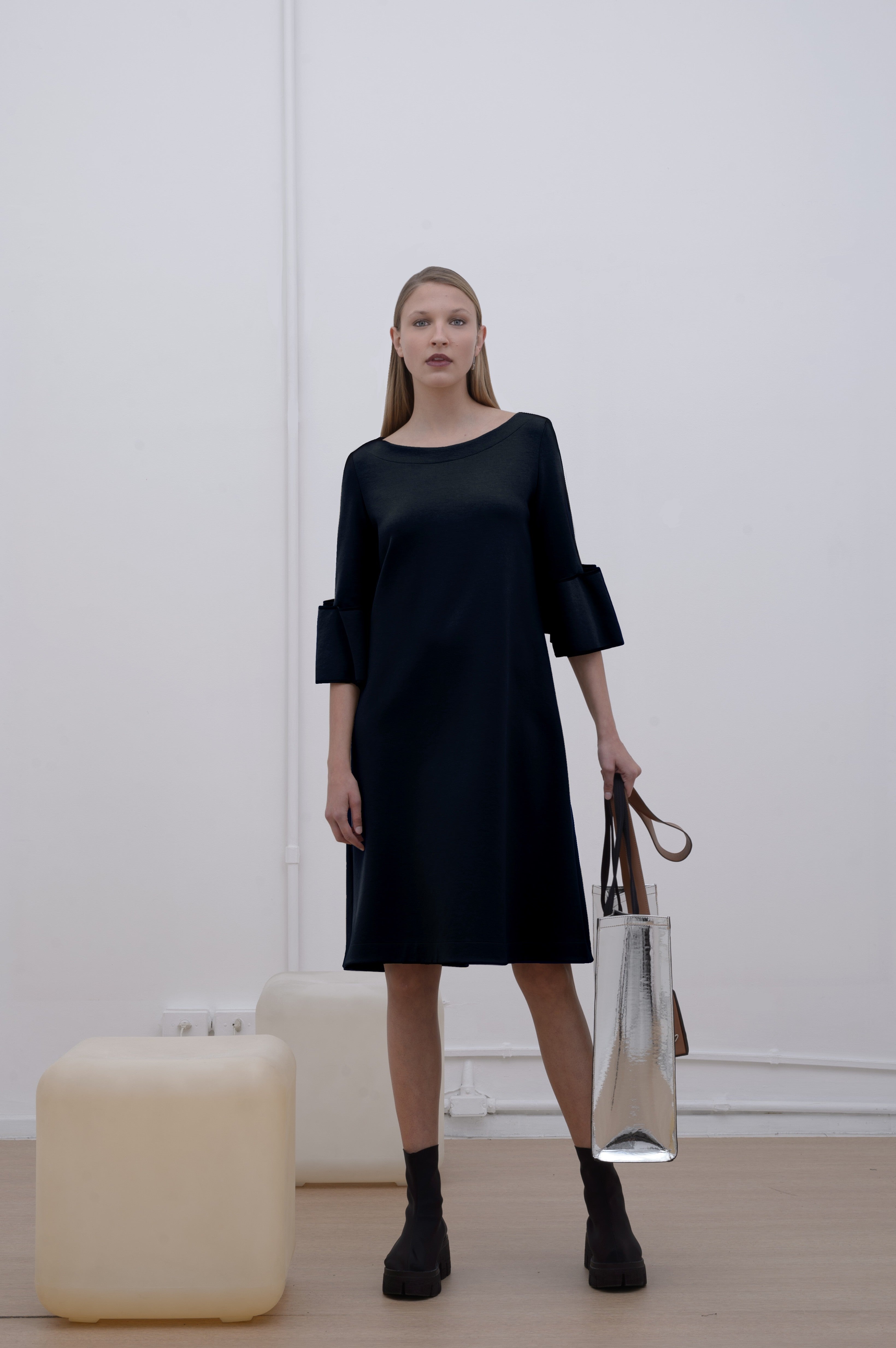 VESTIDO MANGA AMPLA MALHA VISCOSE