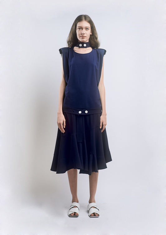 VESTIDO MISTO COM CINTO