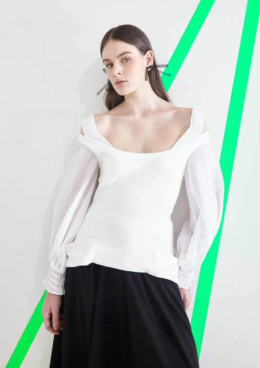 BLUSA CORSELET COM MANGA BUFANTE